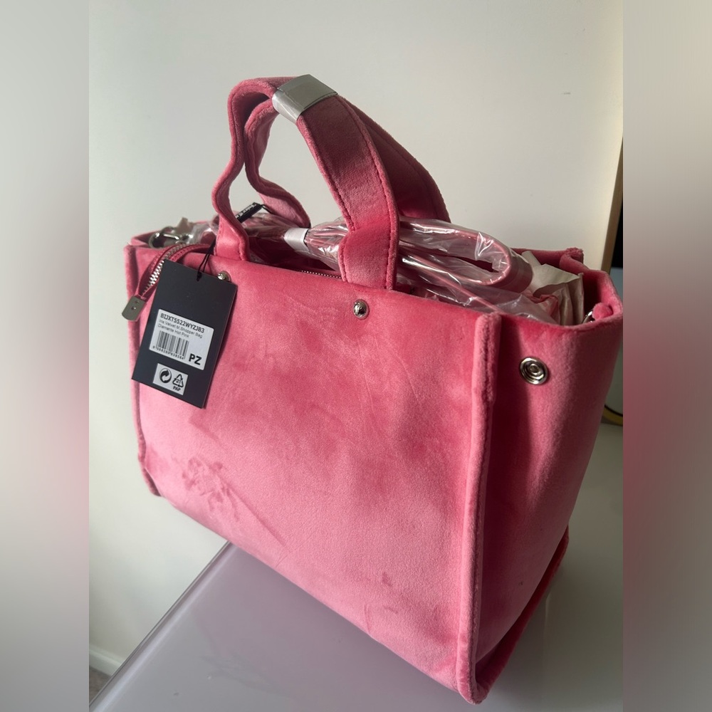 Juicy couture uk Pink rhinestone velour Tote bag with pouch - Picture 8 of 13